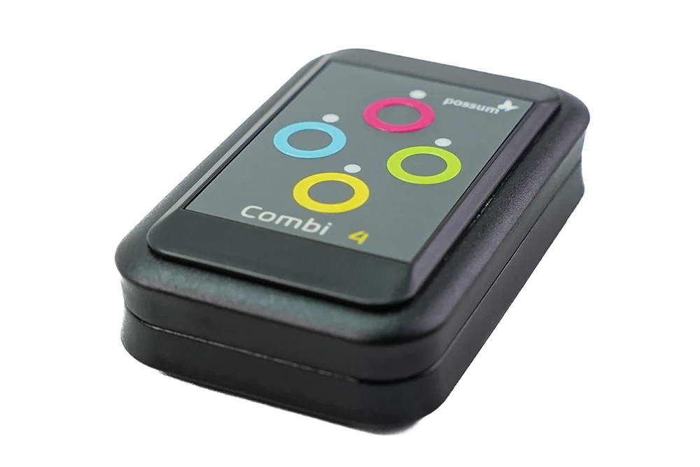 Combi 4 Assistive Switch Controller Possum Combi 4 assistive switch controller with four programmable buttons for environmental control and communication access