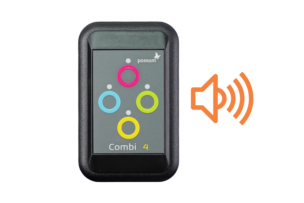 Combi 4 Auditory Prompts and Scanning Possum Combi 4 controller with auditory prompts and scanning functionality for users with visual impairments and limited mobility