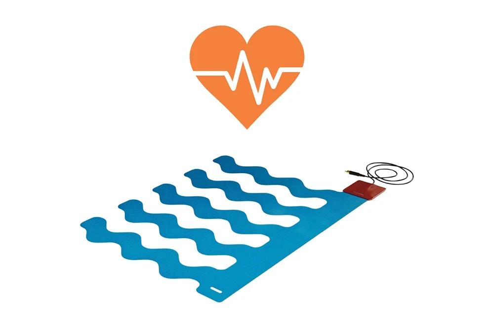 Emfit under-mattress epilepsy sensor illustrating movement and heart-rate monitoring for seizure detection