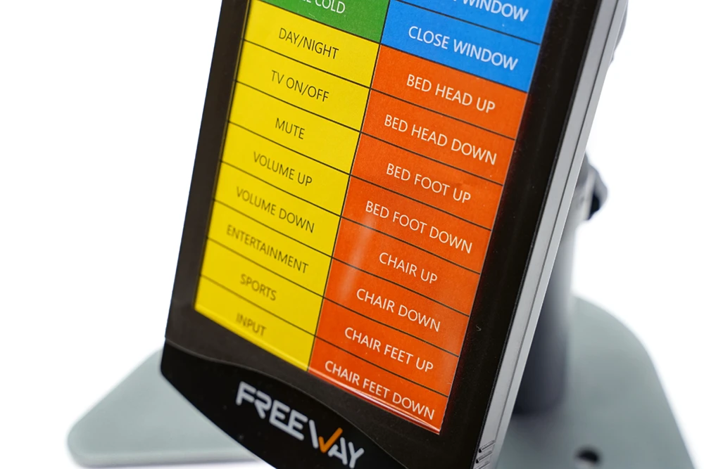 Freeway Customisable Menus Interface Freeway assistive technology device showing customisable menu interface with multiple user-defined control functions