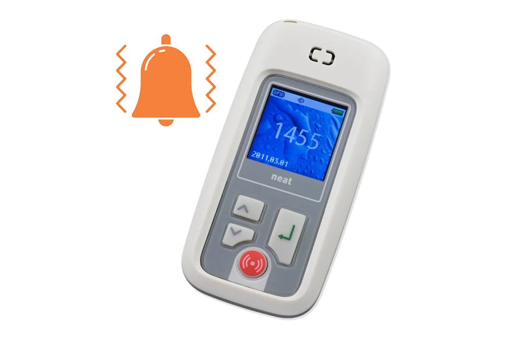 InfoPager displaying flexible alert modes with audible, vibrating and visual notifications for care staff