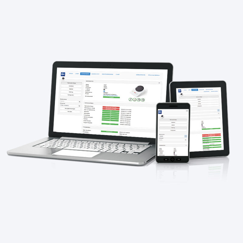 Laptop, tablet and phone screens showing the novo CMP