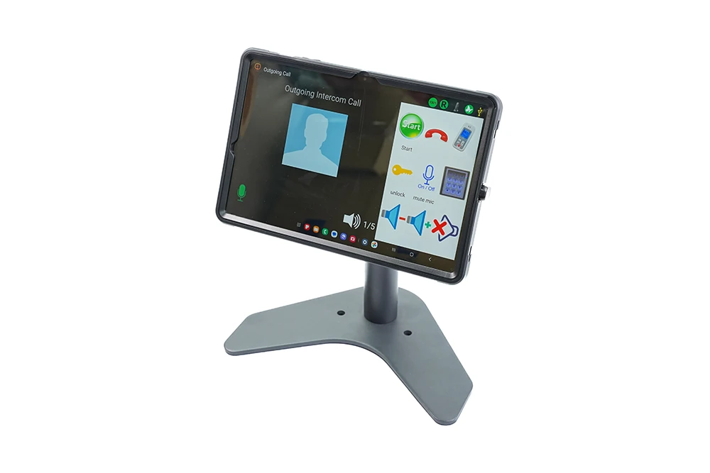 Possum Qwayo 2 All-in-One Communication Hub Possum Qwayo 2 all-in-one communication device with integrated screen microphone and speakers on desktop stand