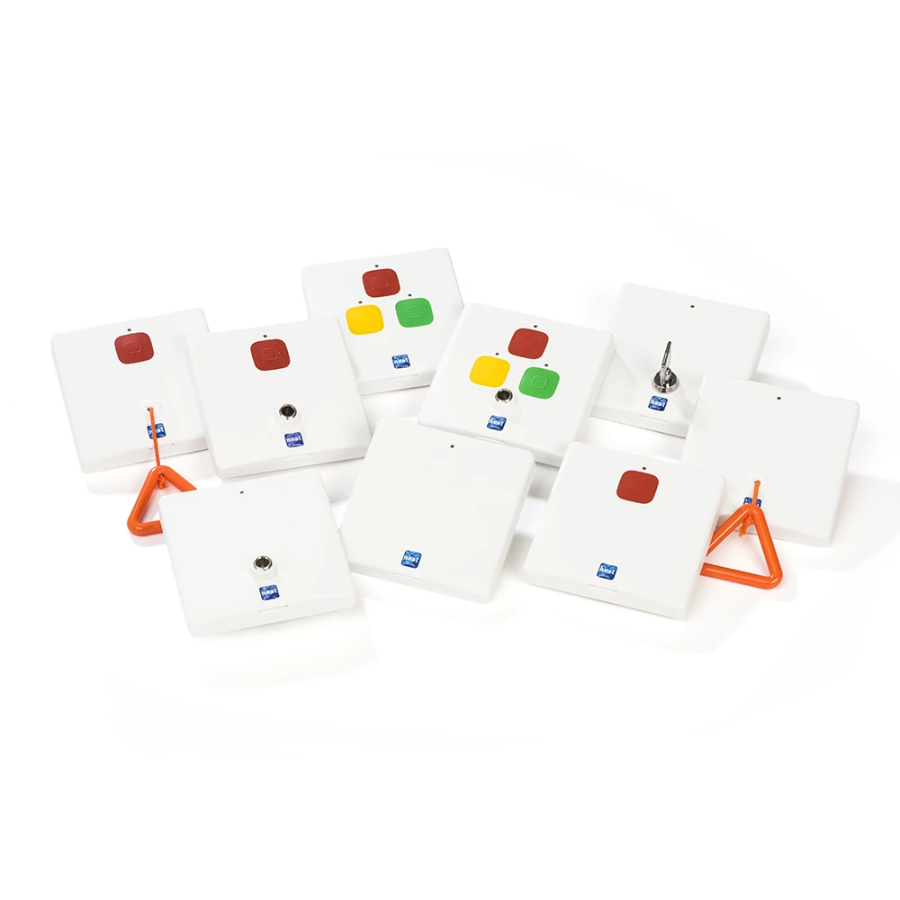 Possum Wall Family wall-mounted call points and control panels for care homes, hospitals and assisted living environments.