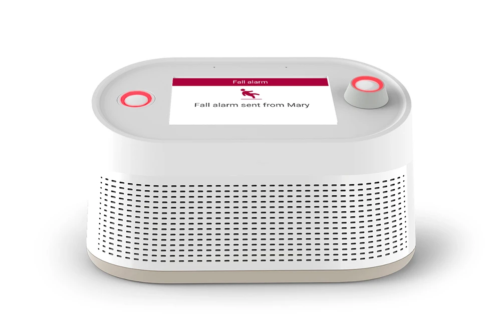 telecare fall detection hub displaying an emergency fall alarm notification