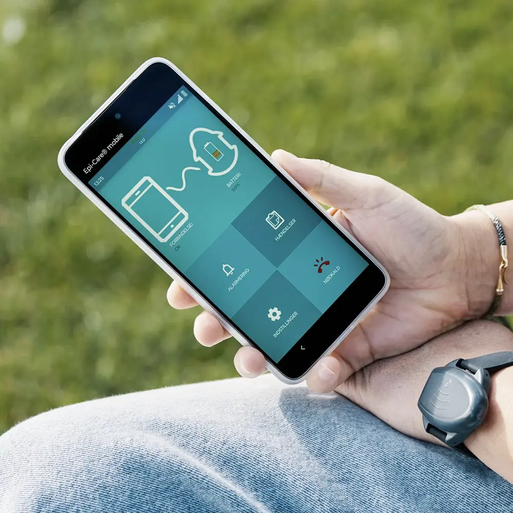Epi-Care Mobile Location and Alert Monitoring Smartphone showing location information used alongside Epi-Care Mobile seizure alerts