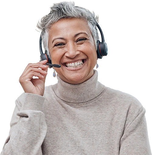 Friendly Possum customer service advisor wearing a headset, providing expert telecare and assistive technology support.