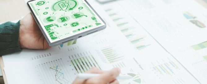 Image of graphs and charts with sustainability focus